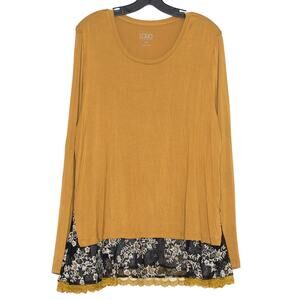 LOGO Lori Goldstein Tunic Top Boho Cottagecore Cozy Grunge Romantic Goth Lace XL